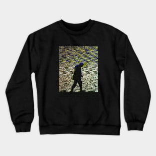 Loneliness // A man walking sadly in this empty and cruel world // Abstract Glitch artwork Crewneck Sweatshirt